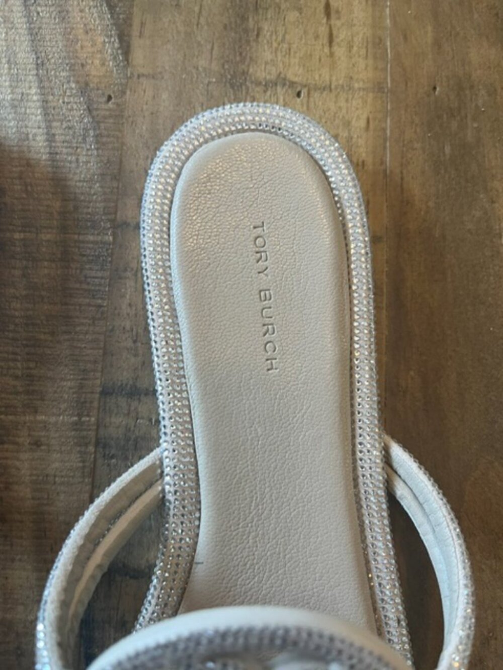 Tory Burch Pave Crystal Knotted Miller Sandals Size 8.5 Dark Clay Retail $300 - Picture 2 of 6